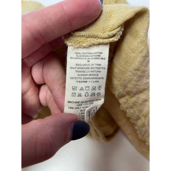 Free People Babydoll Henley Top Boho Edwardian Gauze Sand Dune Honey Size M - Picture 13 of 15